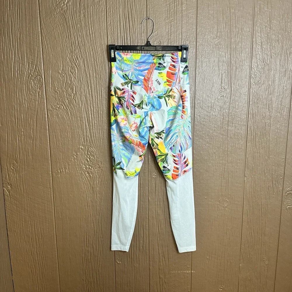 Nike Tropical Hyper Femme Power Leggings Mesh High Rise Size XS Athletic Gym